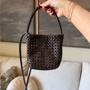 NWT Madewell leather handwoven cane mini bag